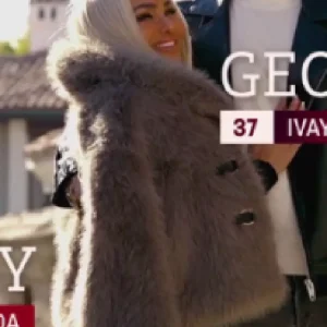 Darcey Silva wearing a luxurious fur jacket in the 90 Day Fiancé: Happily Ever After? Season 9 title card; features a voluminous silhouette, plush texture, and glamorous appeal, styled for a dramatic on-screen presence.