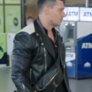 90 Day Fiancé: Happily Ever After Season 9 White Shoulder Biker Jacket featuring a sleek white faux leather design, asymmetrical front zip closure, shoulder epaulets, zippered pockets, and a fitted moto silhouette for a bold, edgy look.