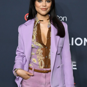 Actress Jenna Ortega April 1 2025 CinemaCon Las Vegas Nevada Light Lavender Single-Breasted Blazer