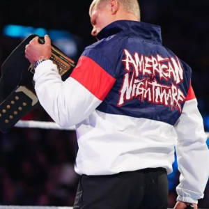 Cody Rhodes Entrance SmackDown Olimpic Arena March 14, 2025 White Royal Blue & Orange Color-Block Track Jacket