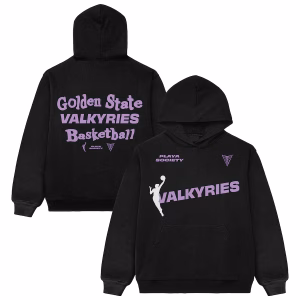 Golden State Valkyries Playa Society Black Hoodie featuring bold graphics and official WNBA team branding