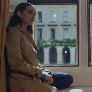 Sofia Carson My Oxford Year Beige Trench Coat featuring classic belted waist and premium cotton fabric