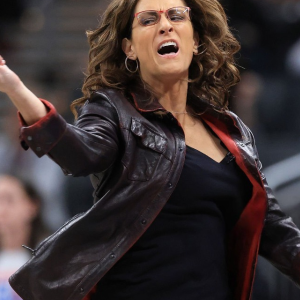 Stephanie White Indiana Fever Leather Jacket in stylish design.