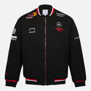 Black Uniform Jacket from T1 2nd 2025 with sleek design, zip closure, and athletic fit