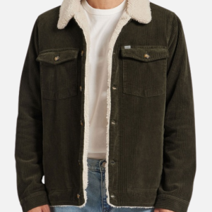 Black Cord Sherpa Jacket from The Block AU S21 with button closure and vintage-inspired design
