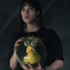 Jenna Ortega wearing a black shirt in Wednesday Season 2