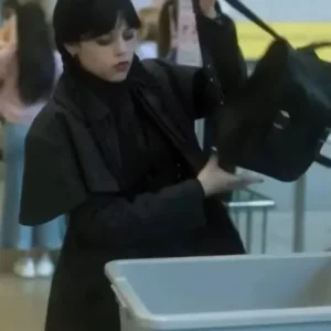 Stylish Wednesday S02 Jenna Ortega Coat with classic black design