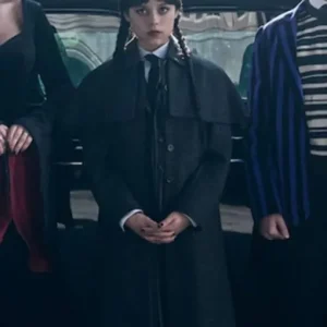 Wednesday S02 Jenna Ortega Coat in premium wool blend for winter fashion