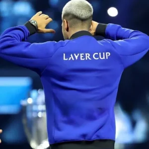 Stylish Carlos Alcaraz Laver Cup 2025 Blue Zip-Up Jacket crafted with sleek detailing and bold blue tone for tennis fans and fashion wear