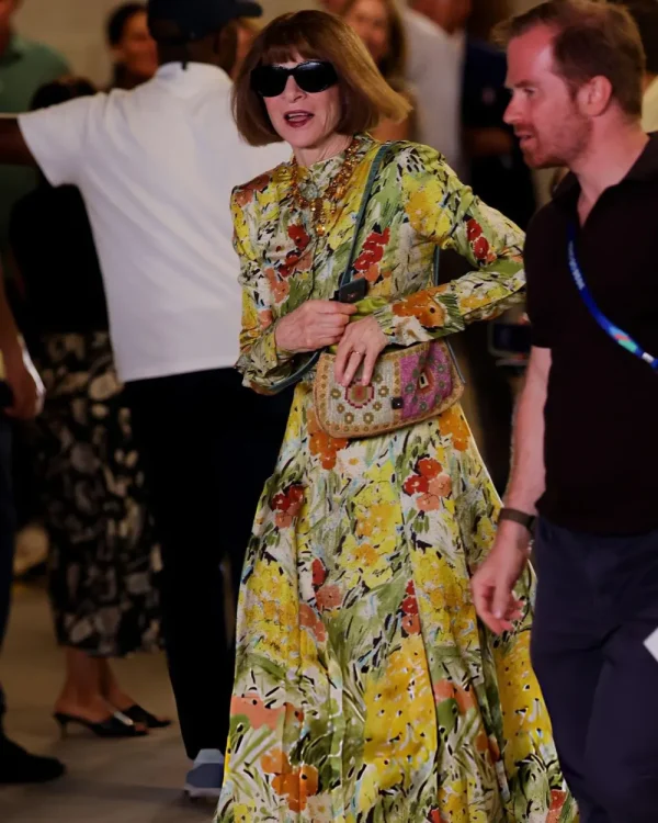 Anna Wintour 2026 US Open Multicolor Floral Dress stylish colorful women’s apparel design