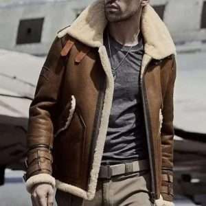 Brown B3 B6 Sheepskin Shearling Bomber Jacket