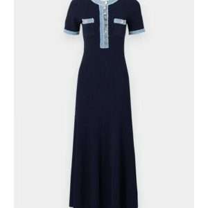 Last Seen S01 Jessica Wren Blue Denim-Trim Maxi Dress elegant blue maxi dress design