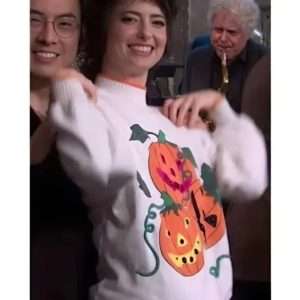Halloween 2026 Sarah Sherman Pumpkins Print White Sweatshirt