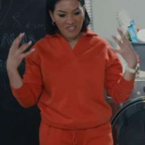 Love It or List It S21 Page Turner Orange Henley Sweater