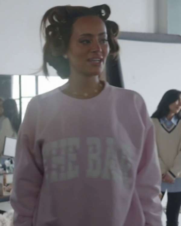 Next Gen NYC S02 Emira D’Spain Pink Varsity Sweatshirt stylish celebrity-inspired casual fashion